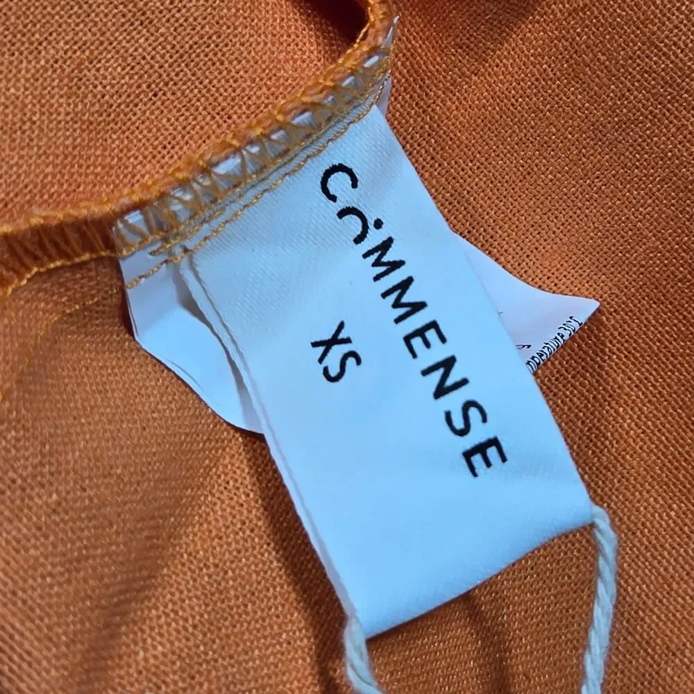 Commense Halter Maxi Dress Womens XSmall NEW Orange Linen Pleated Party Cocktail